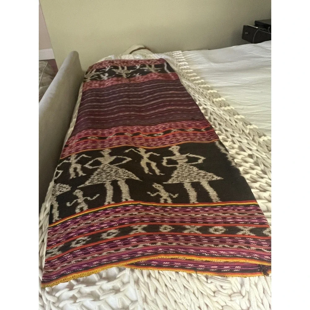 Timor Ikat Hand Woven Bed Runner SpreadTextile  Cotton 21x61 Boho Decor